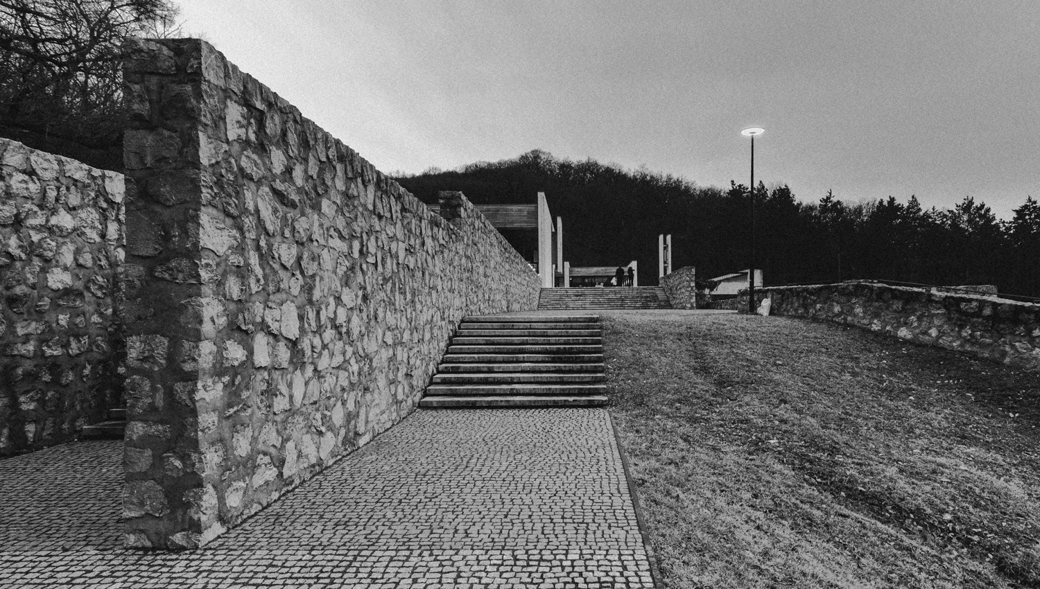 Black and white crematorium