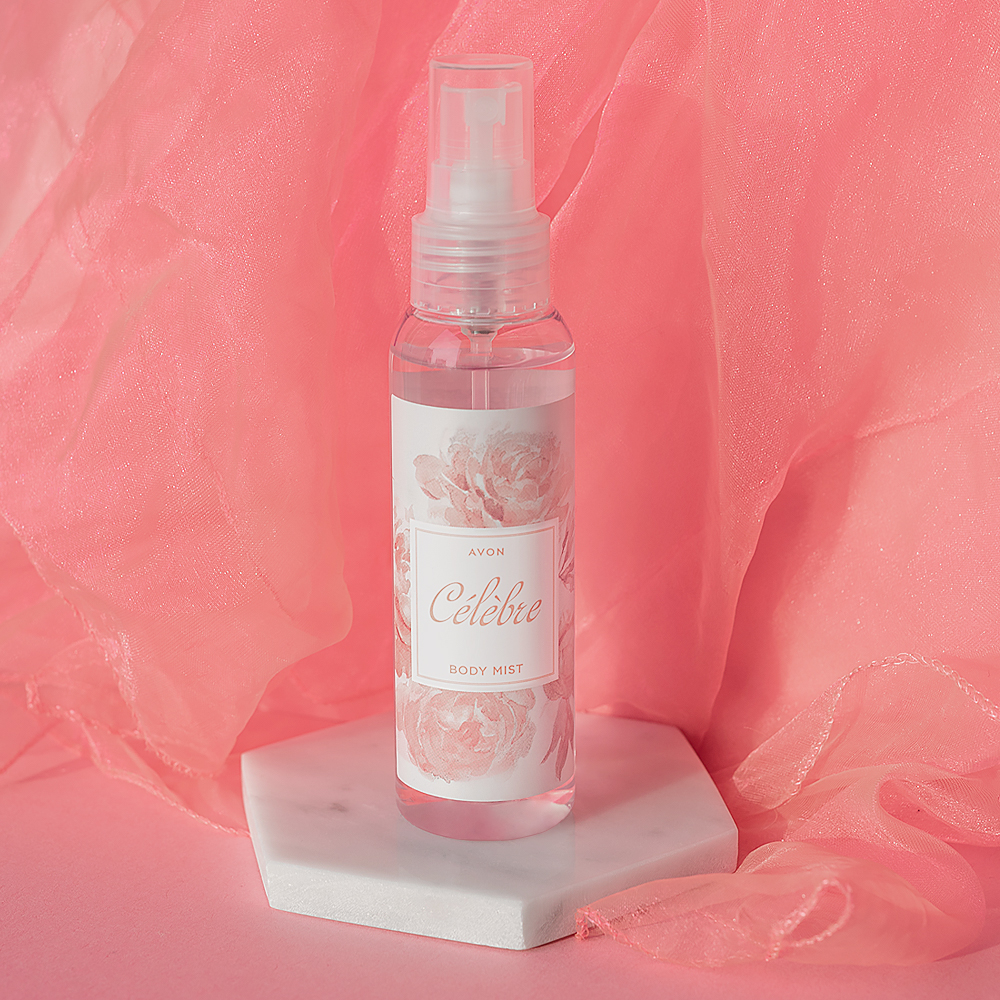 Avon Celebre body mist - product photography